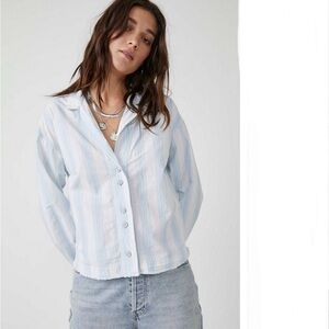 NWT Free People We the Free Kelia Striped Trapeze top